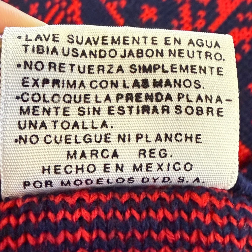 Mens Red and Blue Patterned Crewneck Sweater vest